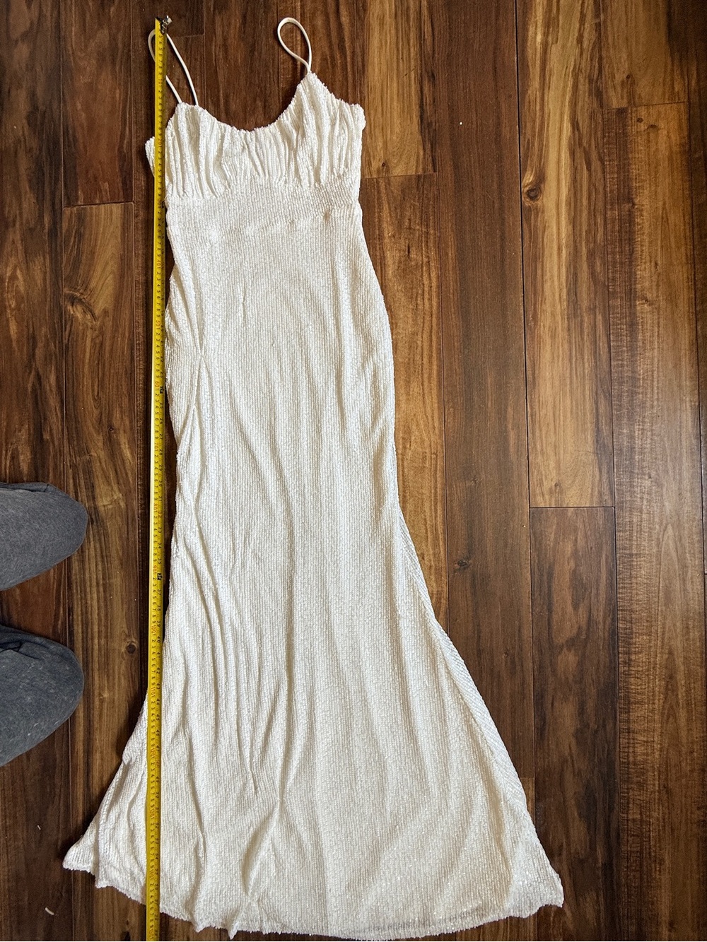 Windsor medium white cocktail wedding bridal gown cinched busy spaghetti strap